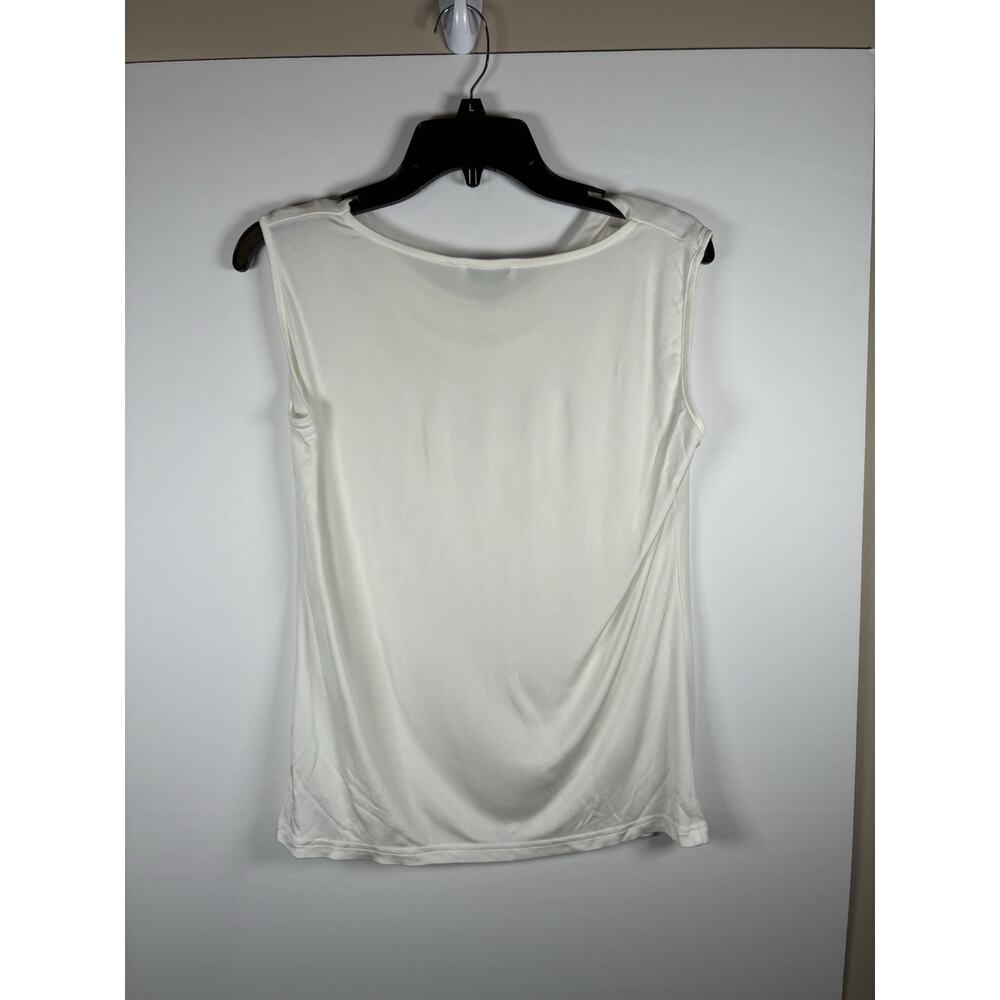 Grenasa Silk Medium Cream 100% Silk Sleeveless Cowl Neck Tank Top Quiet Luxury - Picture 2 of 6